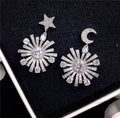 S925 Silver Star and Moon Stud Earrings, Fashionable